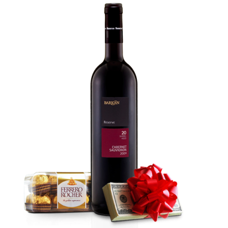 Cash with Red Wine and Chocs